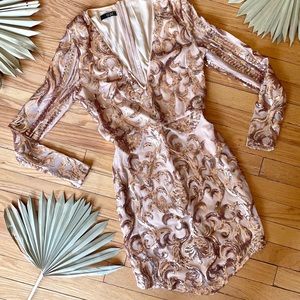 Sequin Long Sleeve Boho Dress